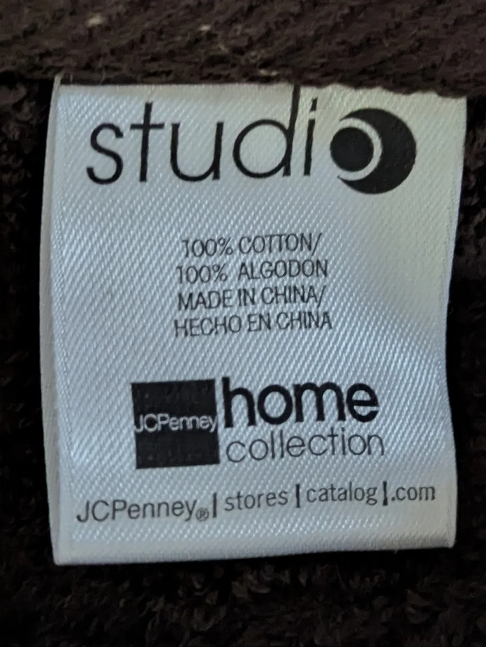 NEW Studio JCPenney Home Collection, Plush Dark Brown Grid Bath Towel.Lot Of Two